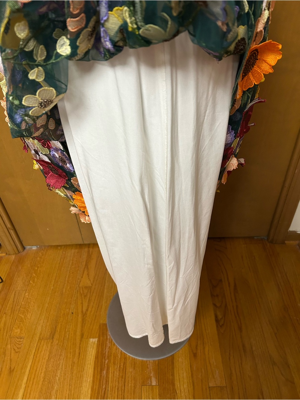Maeve Seafoam Maxi Skirt with Multicolor Floral Appliqués - Picture 5 of 7